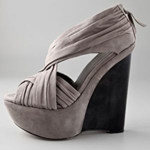 Gray Suede Platform Wedges